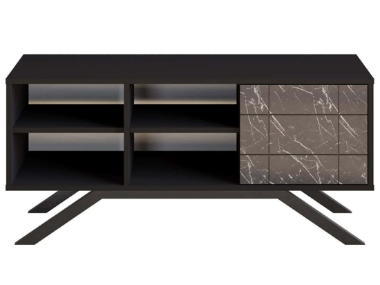 Έπιπλο Τηλεόρασης North 788DEC4037 130x58,6x38,6cm Marble Effect Black