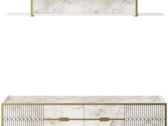 Σύνθεση Τηλεόρασης Frida 788DEC4051 180x37x43cm Marble Effect White-Gold