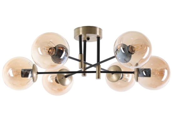 Φωτιστικό Οροφής - Πλαφονιέρα Dolunay 846STL2944 Φ65x35cm 6xE27 40W Black-Copper Opviq