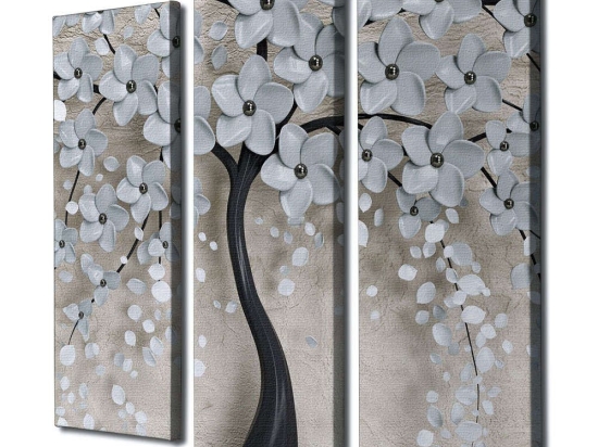 Πίνακας Καμβάς (Σετ 3Τμχ) 489GWN1313 20x40/20x45cm Multi Wallity Κάθετοι Ξύλο, Καμβάς