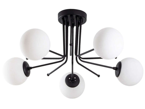 Φωτιστικό Οροφής - Πλαφονιέρα Daisy 521SHN3437 80x80x34cm 5xE27 40W Black-White Opviq