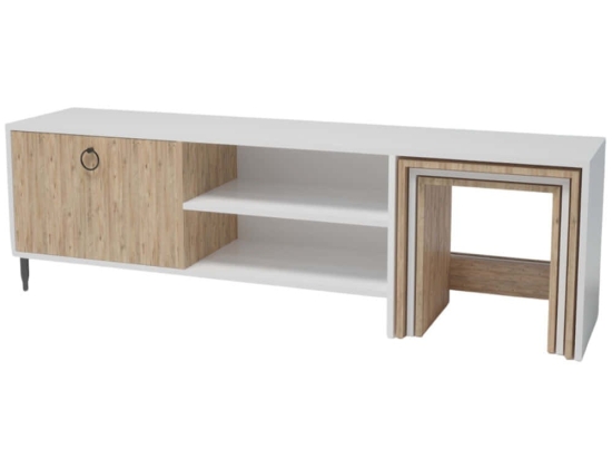 Έπιπλο Tηλεόρασης Με Ζιγκόν Tanay 285LCV1148 180x40x55cm Oak-White