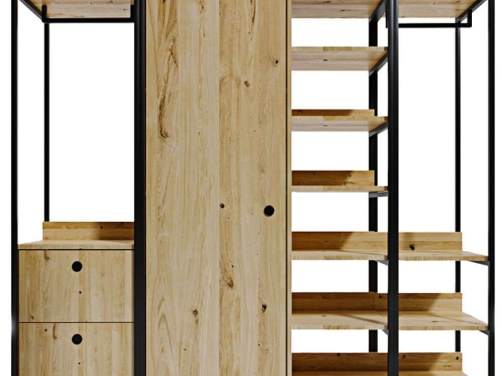 Ντουλάπα Μονόφυλλη Okan 285LCV1181 200x40x180cm Oak-Black Μονόφυλλη