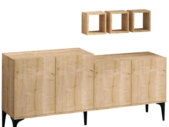 Μπουφές Με Ράφια Magne (Σετ 4Τμχ) 793ELG1809 180x40x85cm Oak