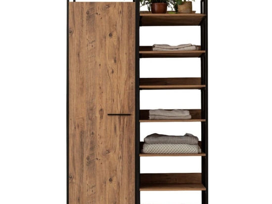 Ντουλάπα Μονόφυλλη Dynamic 863SPH5420 64x52x225cm Pine-Black Μονόφυλλη