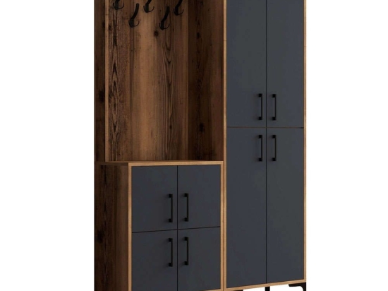 Έπιπλο Εισόδου Berlin 845HCT4201 120x35x200cm Walnut-Anthracite Μοριοσανίδα, Μέταλλο