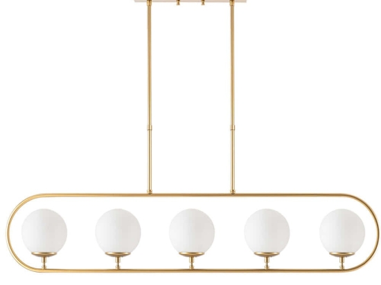 Φωτιστικό Οροφής - Ράγα Jewel 942FLG1143 122x15x91cm 5xE14 15W Gold-White Opviq