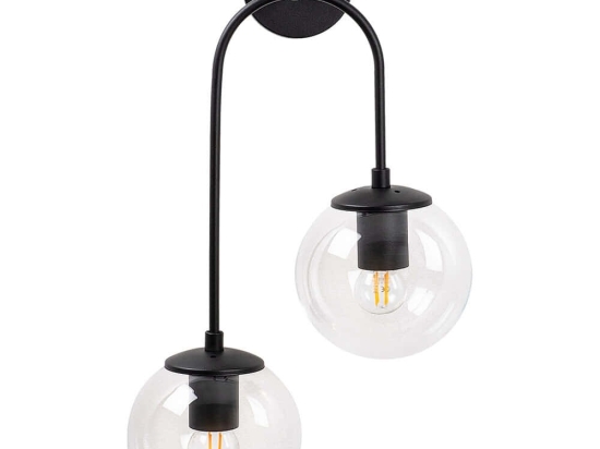 Φωτιστικό Τοίχου - Απλίκα Jewel 942FLG2117 30x24x55cm 2xE14 15W Black-Clear Opviq