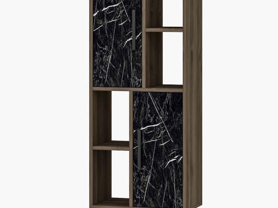 Βιβλιοθήκη Leni 475OLV1607 50x29,6x135cm Marble Effect Black-Walnut