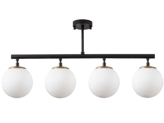 Φωτιστικό Οροφής - Πλαφονιέρα Fazli 942FLG1194 70x15x35cm 4xE14 40W Black-White Opviq