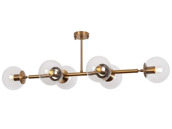 Φωτιστικό Οροφής - Πλαφονιέρα Fazli 942FLG1210 110x40x35cm 6xE14 40W Gold-Clear Opviq