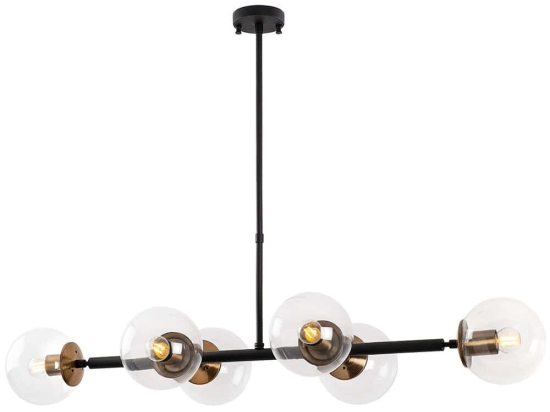 Φωτιστικό Οροφής - Ράγα Fazli 942FLG1211 110x40x35/66cm 6xE14 40W Black Opviq