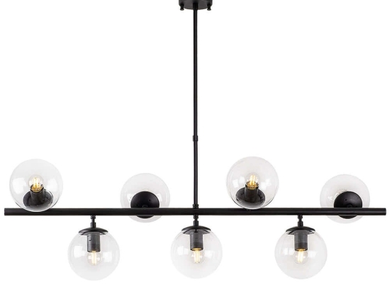 Φωτιστικό Οροφής - Ράγα Fazli 942FLG1217 113x40x46/85cm 7xE14 40W Black-Clear Opviq
