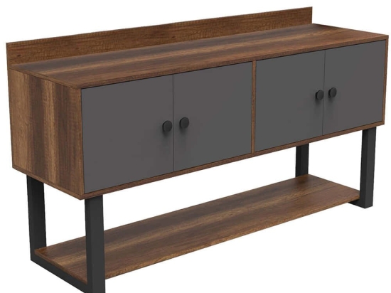 Μπουφές 956LCS1510 180x85x93,2cm Anthracite-Walnut Μοριοσανίδα, Μέταλλο