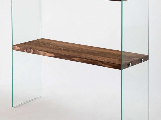 Κονσόλα Venedik 552NOS1904 90x30x80cm Walnut Ξύλο,Γυαλί