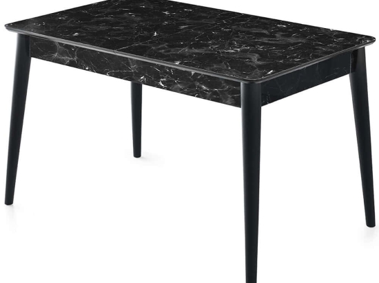 Τραπέζι Επεκτεινόμενο Lotus 974NMB1156 130/165x80x75cm Marble Effect Black Πλαστικό,Mdf