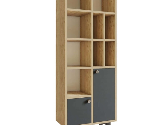 Βιβλιοθήκη Lasko 811MDD3609 60x30x170cm Anthracite-Oak