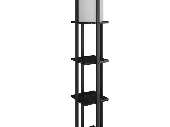 Φωτιστικό Δαπέδου Με Ραφάκια Nora 390FLH1149 21x135cm E27 60W Marble Effect Black Opviq