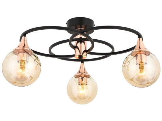 Φωτιστικό Οροφής - Πλαφονιέρα 683AVN1125 Φ60x31cm 3xE27 6W Black-Bronze Opviq