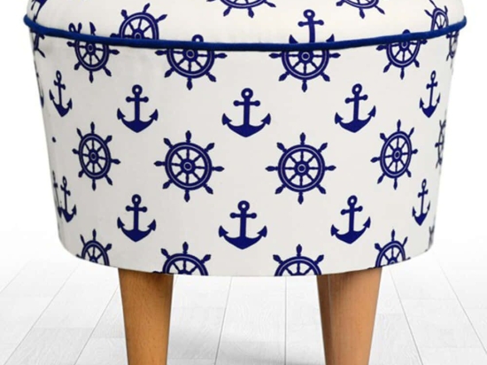 Σκαμπό Cunda 209FLF1215 42x42cm White-Blue
