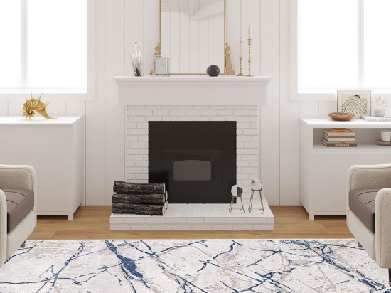 Χαλί W1063 213HFT1577 White-Blue Conceptum Hypnose 100X200cm
