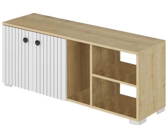 Παπουτσοθήκη Sarandon 475OLV1819 120x31,4x51,6cm Oak-White Μοριοσανίδα, Μελαμίνη