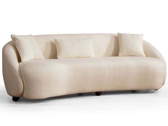 Καναπές Τριθέσιος Napoli Μπουκλέ 859FTN2044 230x94x75cm Cream
