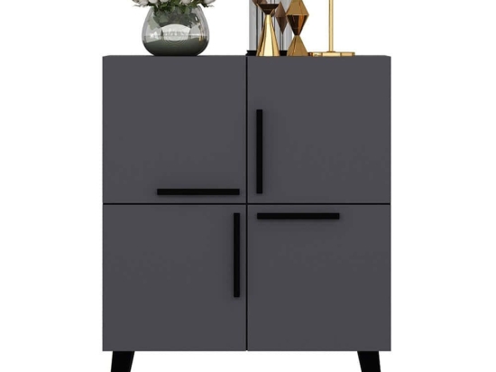 Μπουφές Makro 475OLV1713 70x35x90cm Anthracite-Black Μοριοσανίδα, Μελαμίνη