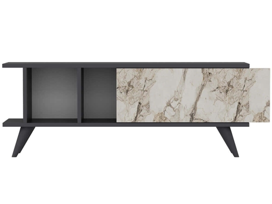 Έπιπλο Tηλεόρασης Liberty 327ODS1124 120x30x45cm Marble Effect White-Anthracite
