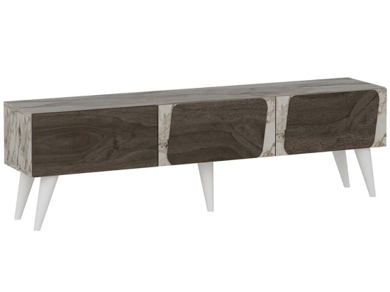 Έπιπλο Τηλεόρασης Veas 327ODS1134 150x30x43cm Marble Effect White-Walnut