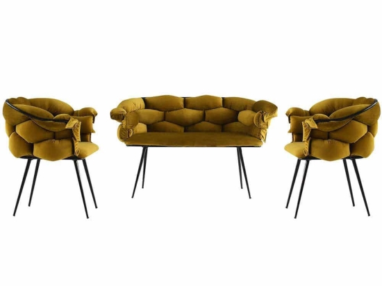 Σαλόνι Balon (Σετ 3Τμχ) 974NMB1806 Ocher-Black
