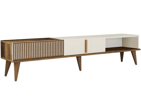 Έπιπλο Τηλεόρασης Milan Alt 845HCT3107 180x35x40cm Walnut-Cream