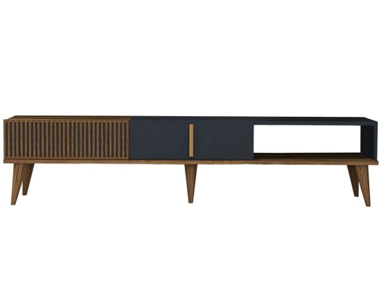 Έπιπλο Τηλεόρασης Milan Alt 845HCT3108 180x35x40cm Walnut-Anthracite