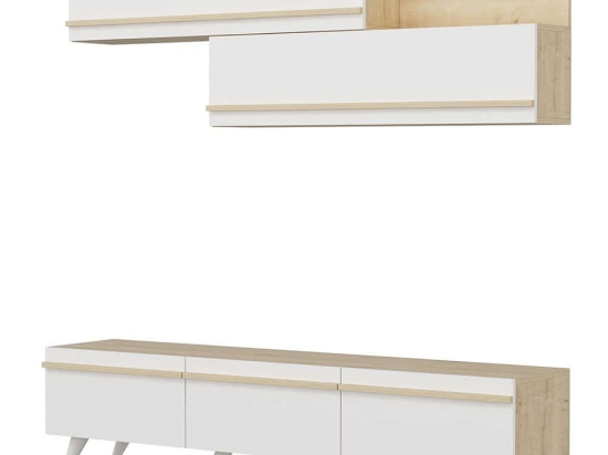 Σύνθεση Τηλεόρασης Amsterdam 382NRC1135 180x35x42cm Oak-White