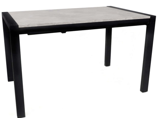 Τραπέζι Επεκτεινόμενο Silva 974NMB1738 120/187x74x75cm Stone Effect Grey-Black Μοριοσανίδα, Μέταλλο