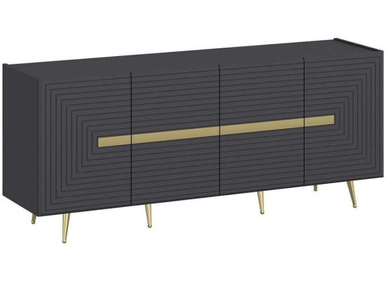 Μπουφές Jose 506MNR1303 180x47x75cm Anthracite-Gold Μοριοσανίδα, Μελαμίνη