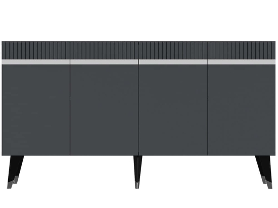 Μπουφές Defne 475OLV1738 150x40x80cm Anthracite-Silver Μοριοσανίδα, Μελαμίνη