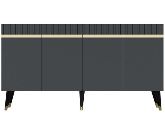 Μπουφές Defne 475OLV1739 150x40x80cm Anthracite-Gold Μοριοσανίδα, Μελαμίνη