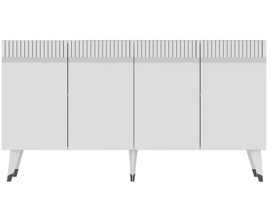 Μπουφές Defne 475OLV1740 150x40x80cm White-Silver Μοριοσανίδα, Μελαμίνη