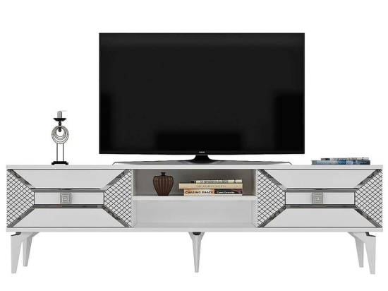 Έπιπλο Τηλεόρασης Yumedi 475OLV1159 150x30x50cm White-Silver