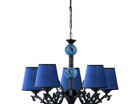 Φωτιστικό Οροφής 687HMY1434 65x85cm 5xE27 40W Black-Blue Opviq