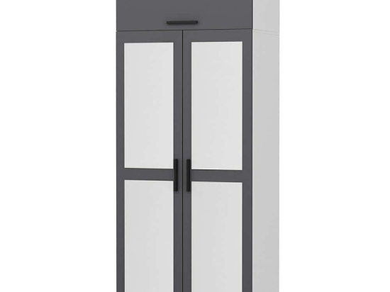 Ντουλάπα Δίφυλλη Με Πατάρι Kale 506MNR2228 90x52x255cm Anthracite-White Δίφυλλη