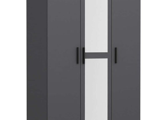 Ντουλάπα Τρίφυλλη Kale 506MNR2260 135x52x210cm Anthracite Τρίφυλλη
