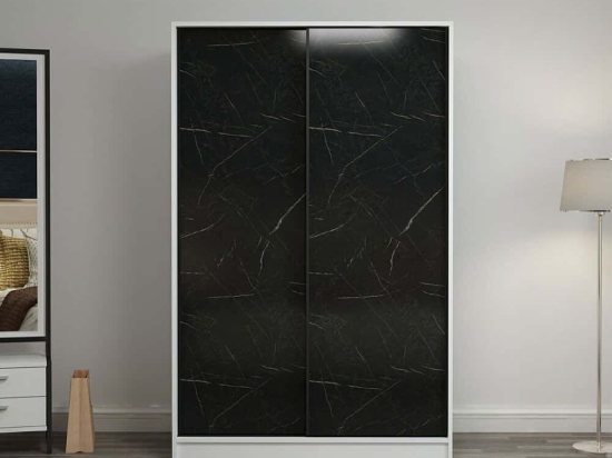 Ντουλάπα Δίφυλλη Kale Stone 506MNR2313 120x60x210cm Marble Effect Black-White Δίφυλλη