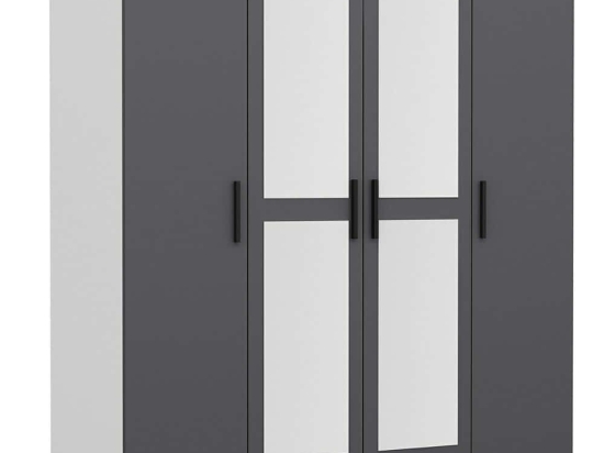 Ντουλάπα Τετράφυλλη Kale 506MNR2461 180x52x210cm Anthracite-White Τετράφυλλη