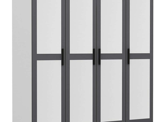 Ντουλάπα Τετράφυλλη Kale 506MNR2473 180x52x210cm Anthracite-White Τετράφυλλη