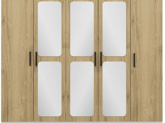 Ντουλάπα Πεντάφυλλη Kale 506MNR2563 225x52x210cm White-Oak Πεντάφυλλη