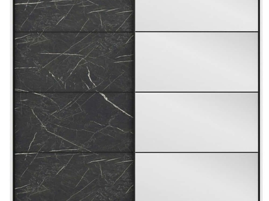 Ντουλάπα Δίφυλλη Kale 506MNR2630 180x60x210cm Marble Effect Black-White Δίφυλλη
