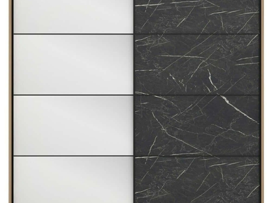 Ντουλάπα Δίφυλλη Kale 506MNR2638 180x60x210cm Marble Effect Black-Oak Δίφυλλη