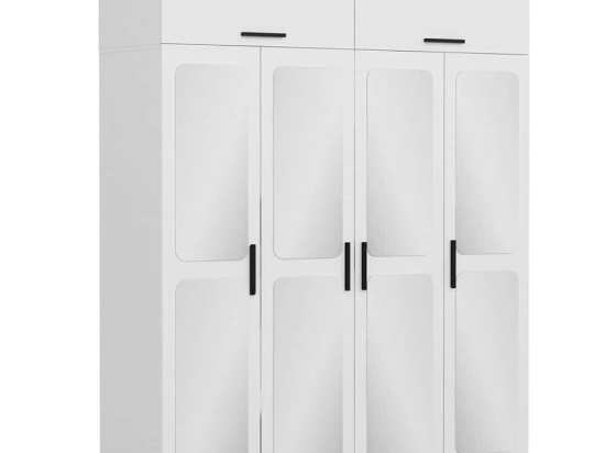 Ντουλάπα Τετράφυλλη Με Πατάρι Kale 506MNR2654 180x52x255cm White Τετράφυλλη